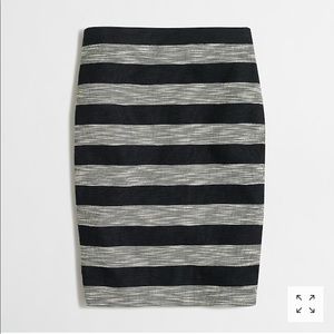J. Crew Striped Jacquard Pencil Skirt Black 618